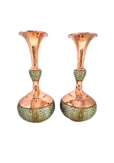 جفت گلدان شلغمی 30 مس و خاتم