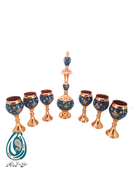 سرویس شربت خوری سایز کوچک از جنس  مس و پرداز 