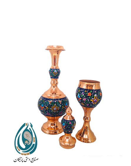 سرویس شربت خوری زیبا با طراحی از جنس مس و پرداز