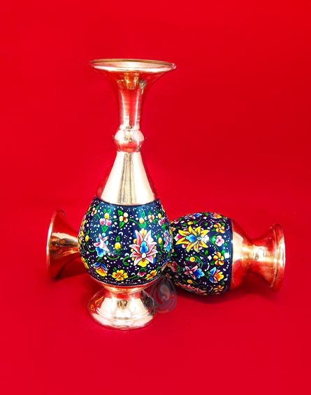 جفت گلدان صراحی از جنس با کیفیت مس و پرداز