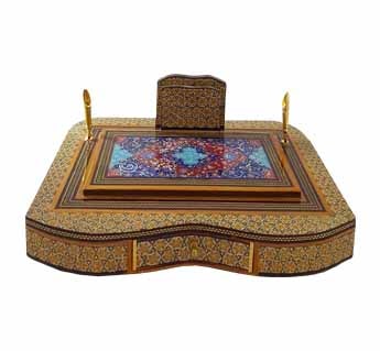 جا قلمی کشویی بزرگ طرح تذهیب مینا کاری