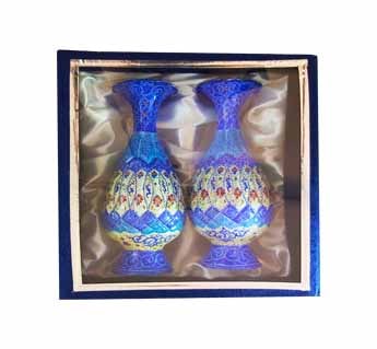 ست جفت گلدان صراحی 25 مینا کاری