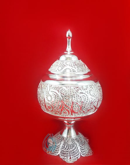 خرید شکلات خوری زیبا و ظریف ملیله کاری شده در پرتیکان آرت