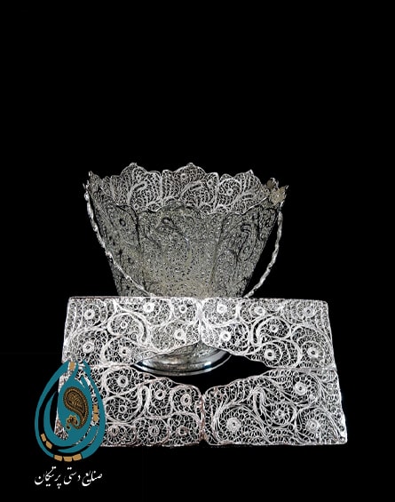 قیمت مناسب ست سطل و جعبه دستمال کاغذی ملیله کاری