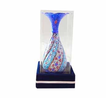 گلدان صراحی 16 مینا کاری شده همراه باکس پلکسی