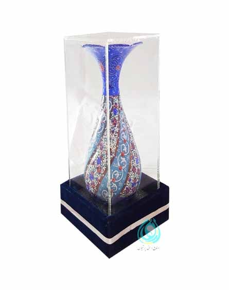 قیمت گلدان صراحی 16 مینا کاری شده به همراه جعبه پلکسی