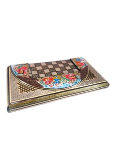 تخته نرد و صفحه شطرنج خاتم کاری طرح لیلی و مجنون