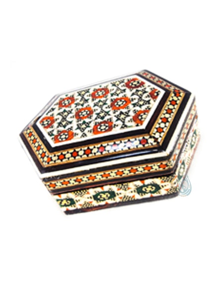 جا سکه ای بسیا زیبا خاتم کاری شده شش ضلعی