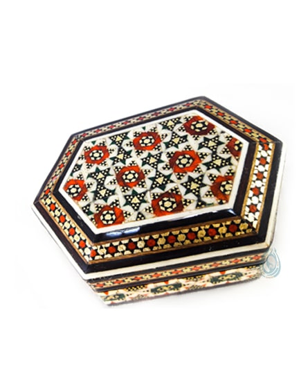 فروش جا سکه ای خاتم کاری شده شش ظلعی در پرتیکان آرت