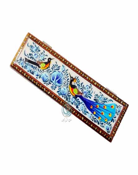 فروش قلمدان لولایی خاتم کاری طرح گل و مرغ