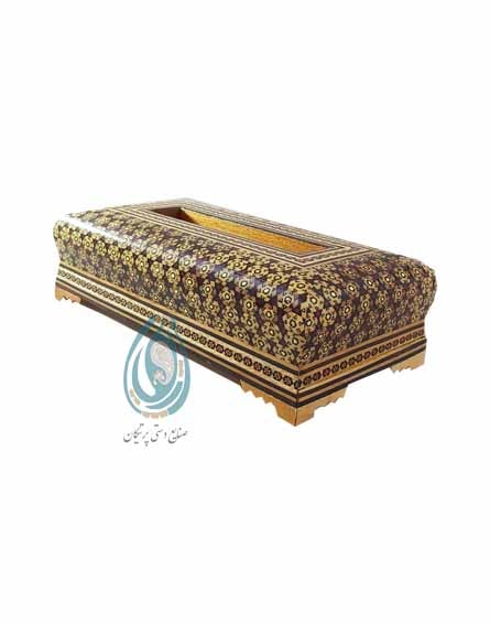 جا دستمال کاغذی زیبای خاتم کاری شده چوبی