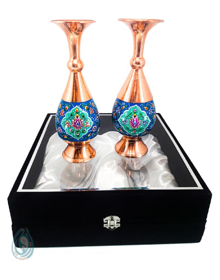 قیمت ست دوتایی گلدان های بسیار زیبا مس و پرداز