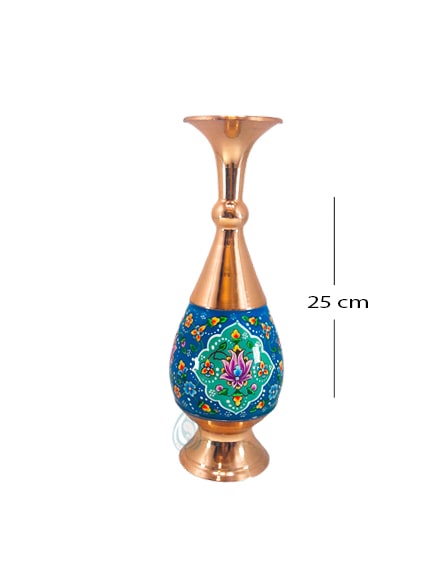 فروش گلدان تکی مس و پرداز 25 سانتی متری