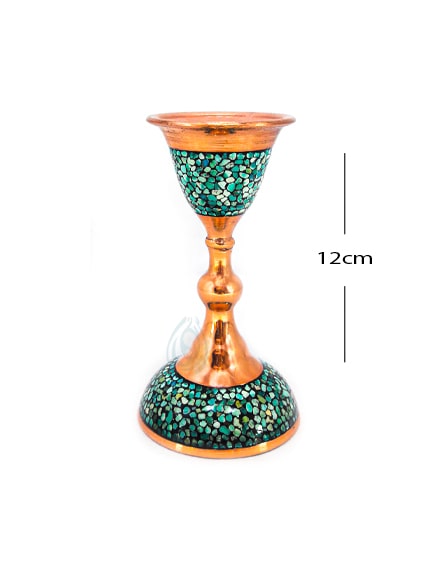 فروش شمعدانی کوچک فیروزه کوبی شده در پرتیکان آرت