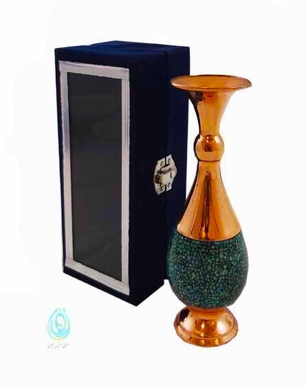 قیمت گلدان صراحی 20 فیروزه کوبی شده همراه با جعبه جیر