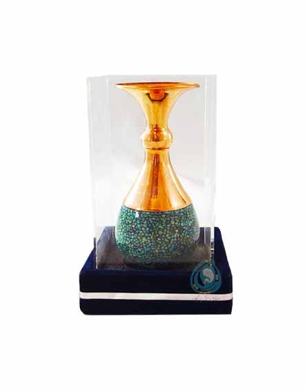 فروش گلدان صراحی 16 فیروزه کوبی شده به همراه جعبه باکس پلکسی