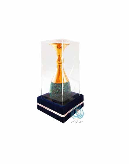 قیمت گلدان صراحی 16 فیروزه کوبی شده به همراه باکس پلکسی