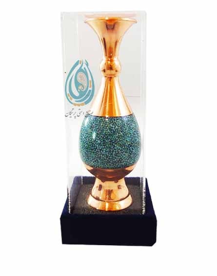 فروش گلدان صراحی 20 فیروزه کوبی به همراه جعبه پلکسی