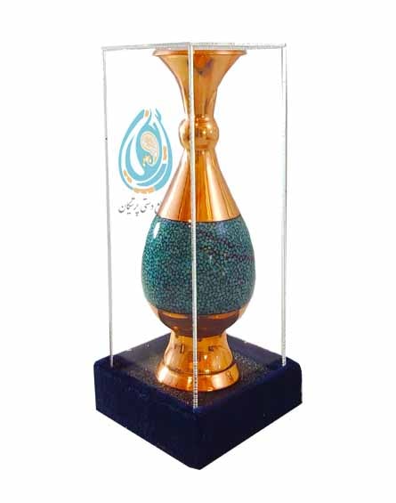 قیمت گلدان صراحی 20 فیروزه کوبی به همراه جعبه پلکسی