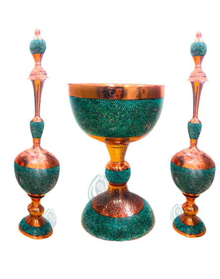 فروش سرویس تنگ و سنگاب فیروزه کوبی شده در پرتیکان آرت