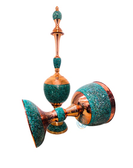 قیمت سرویس تنگ و سنگاب بی نظیر فیروزه کوبی شده در پرتیکان آرت