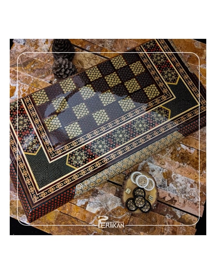 تخته نرد و صفحه شطرنج خاتم کاری